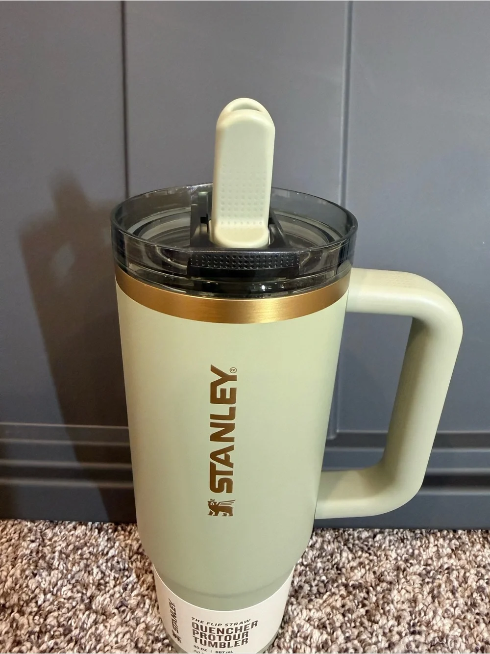 Stanley Sage Green Travel Tumbler with Gold Accent 30oz. - Picture 3 of 7